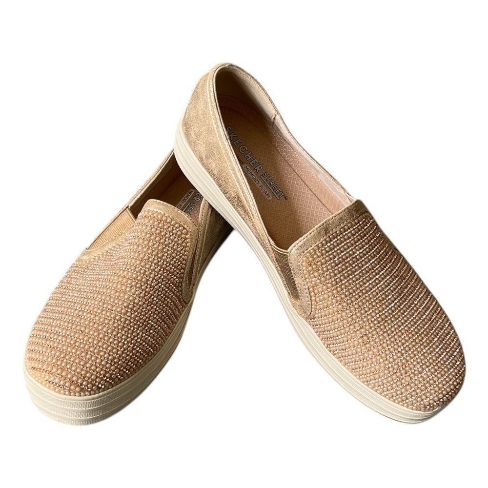 Like New! Beige Slip-On Sneakers with Rhinestones - Sketcher Size 10